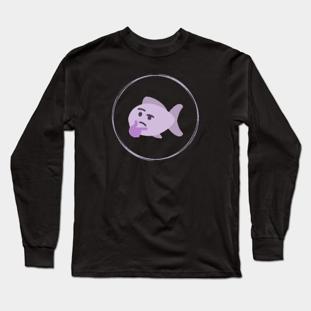 Thinking Fish Emoji Pink Long Sleeve T-Shirt by maywither